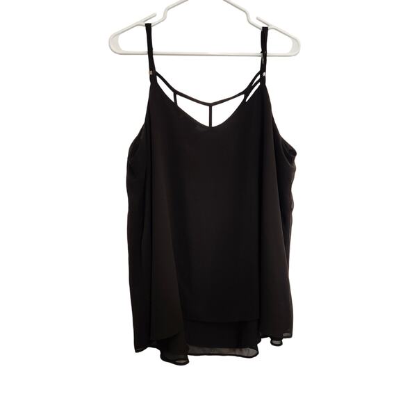 Torrid Strappy Sophie Chiffon Lattice Neck Swing Cami Tank Top Black Size 1X - Picture 2 of 10